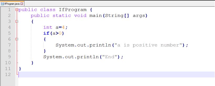This image describes the sample program for if control statements in java.